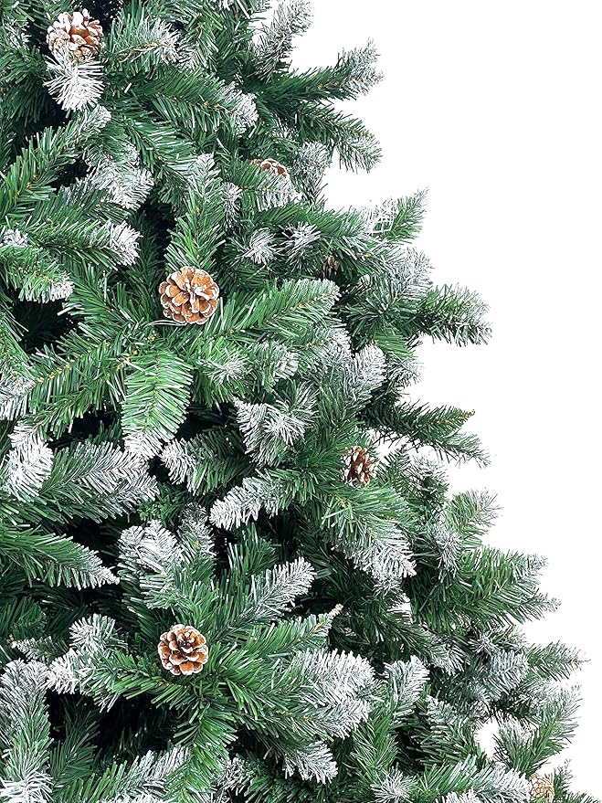 Albero Di Natale Artificiale Effetto Realistico In Pvc Ignifugo, Albero Di Natale Folto Con Aghi Di Pino Spessi E Rami A Gancio, Con Borsa E Base In Metallo (Innevato, 150 cm)