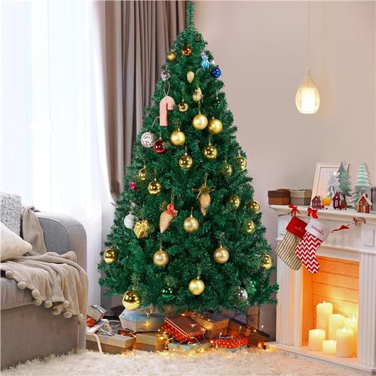 Albero di Natale 183 cm Artificiale Automatico Folto Realistico 1000 Rami Incernierati Supporto in Metallo Pieghevole Decorazioni per Casa Negozio