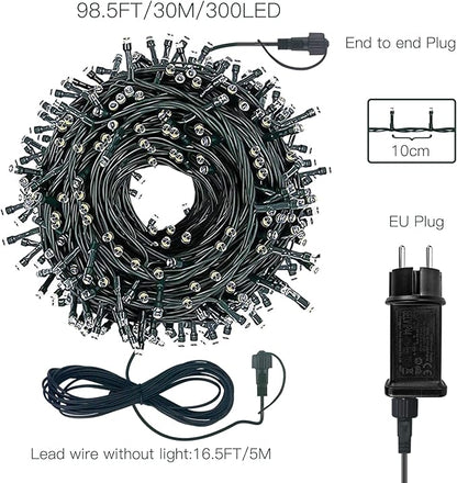 Luci Albero Di Natale, Luci Natale, Shineled 30M 300 LED 8 Modalità Luci da Stringa, Luci da Fata Stellate Impermeabili per Esterni, Giardini, Case, Matrimonio, Natalizie