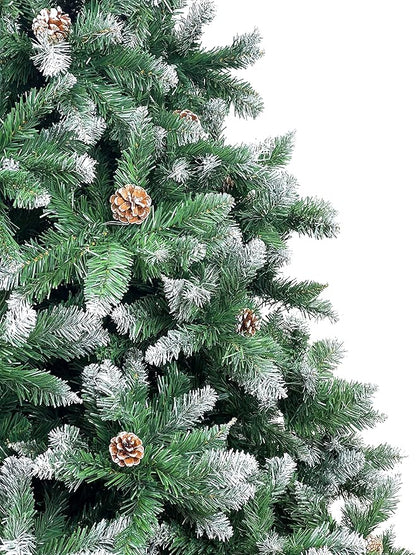 Albero Di Natale Artificiale Effetto Realistico In Pvc Ignifugo, Albero Di Natale Folto Con Aghi Di Pino Spessi E Rami A Gancio, Con Borsa E Base In Metallo (Innevato, 150 cm)